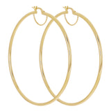 Italian 14k Yellow Gold High Polished Round Hoop Earrings 2mm 2" 2.8 grams