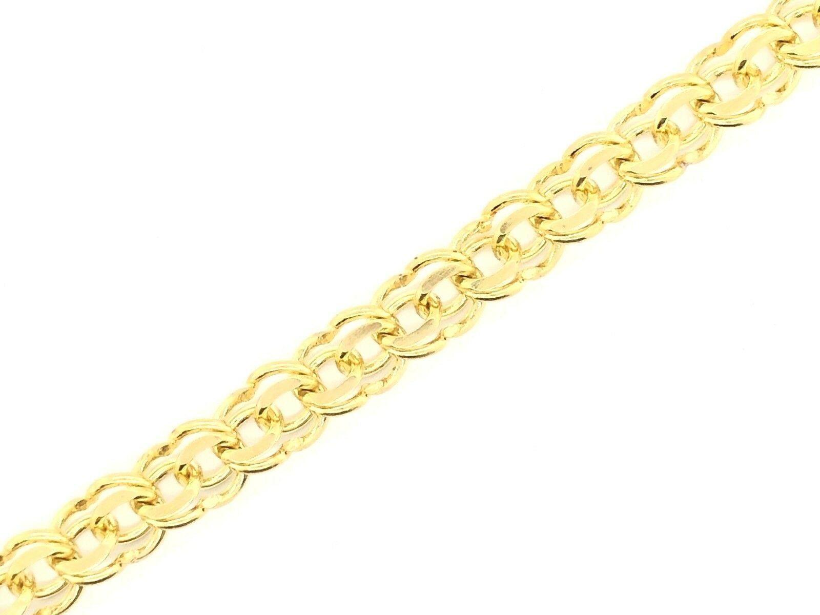 10k Yellow Gold Solid Double Link Charm Bracelet 7.25" 8mm 17.5 grams
