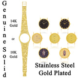 14k Yellow Gold Lady of Guadalupe Geneve Diamond Watch Nugget Band 7-7.5" 53 grams - 7.5" 53 grams