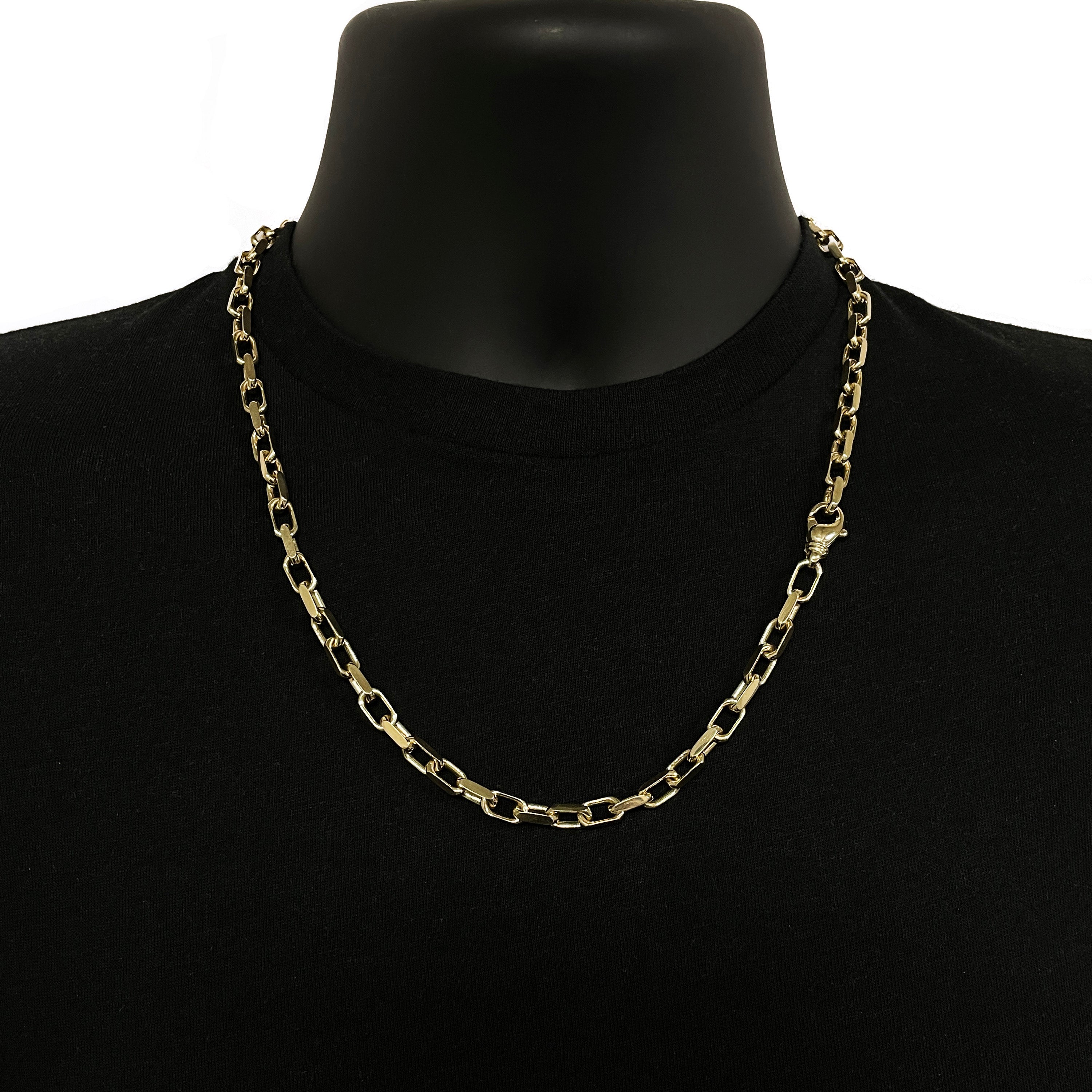 10k Yellow Gold Solid Handmade Rectangle Link Chain Necklace 20" 5.5mm 45 grams - 20" 45 grams