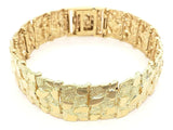 Men's 10k Yellow Gold Solid Nugget Bracelet 7.5"- 8" 18.5mm 47 grams