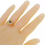 14k Yellow Gold Sapphire & Diamond Accent Vine & Leaf Ring Size 6