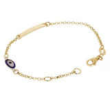 Italian 14k Yellow Gold Engravable Evil Eye Charm Baby Kids ID Bracelet 5.5" 2g