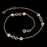 Italian 14k Two Tone Gold Infinity & Heart Link Anklet Bracelet 10" 2 grams