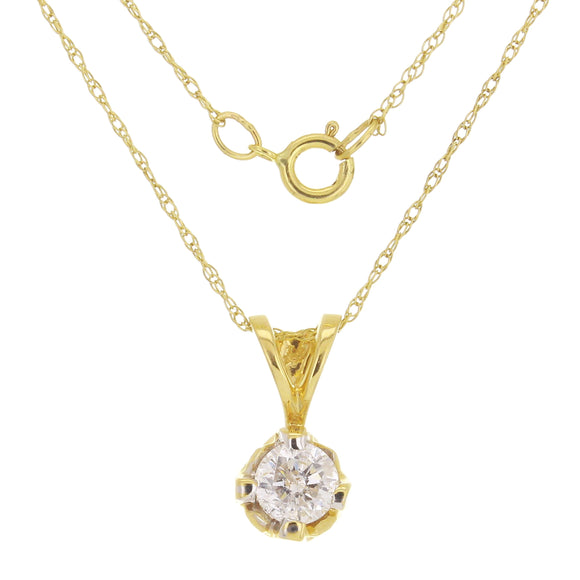 14k Yellow Gold 0.45ctw Diamond Solitaire Double Bail Pendant Necklace 18