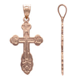 14k Rose Gold The Saint Xenia Orthodox Cross Religious Charm Pendant 2.1 grams - Rose