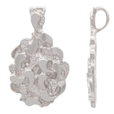 10k White Gold Big Oval Shape Chunky Nugget Charm Pendant 1.45" 10 grams - White