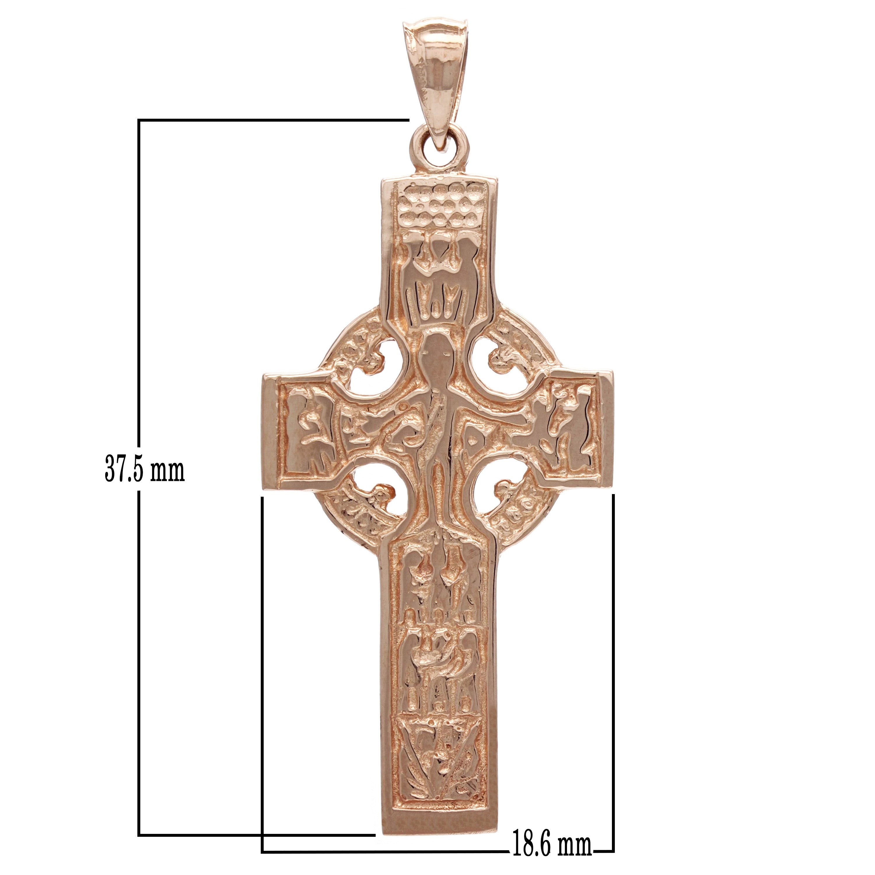 14k Rose Gold Reversible Double Sided Celtic Cross Religious Pendant 6.8 grams - Rose