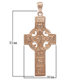 14k Rose Gold Reversible Double Sided Celtic Cross Religious Pendant 6.8 grams - Rose