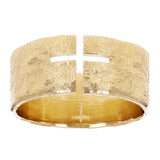 14k Yellow Gold Hammered Finish Open Front Cut-out Cross Ring Size 9 -9.3mm 7.8g