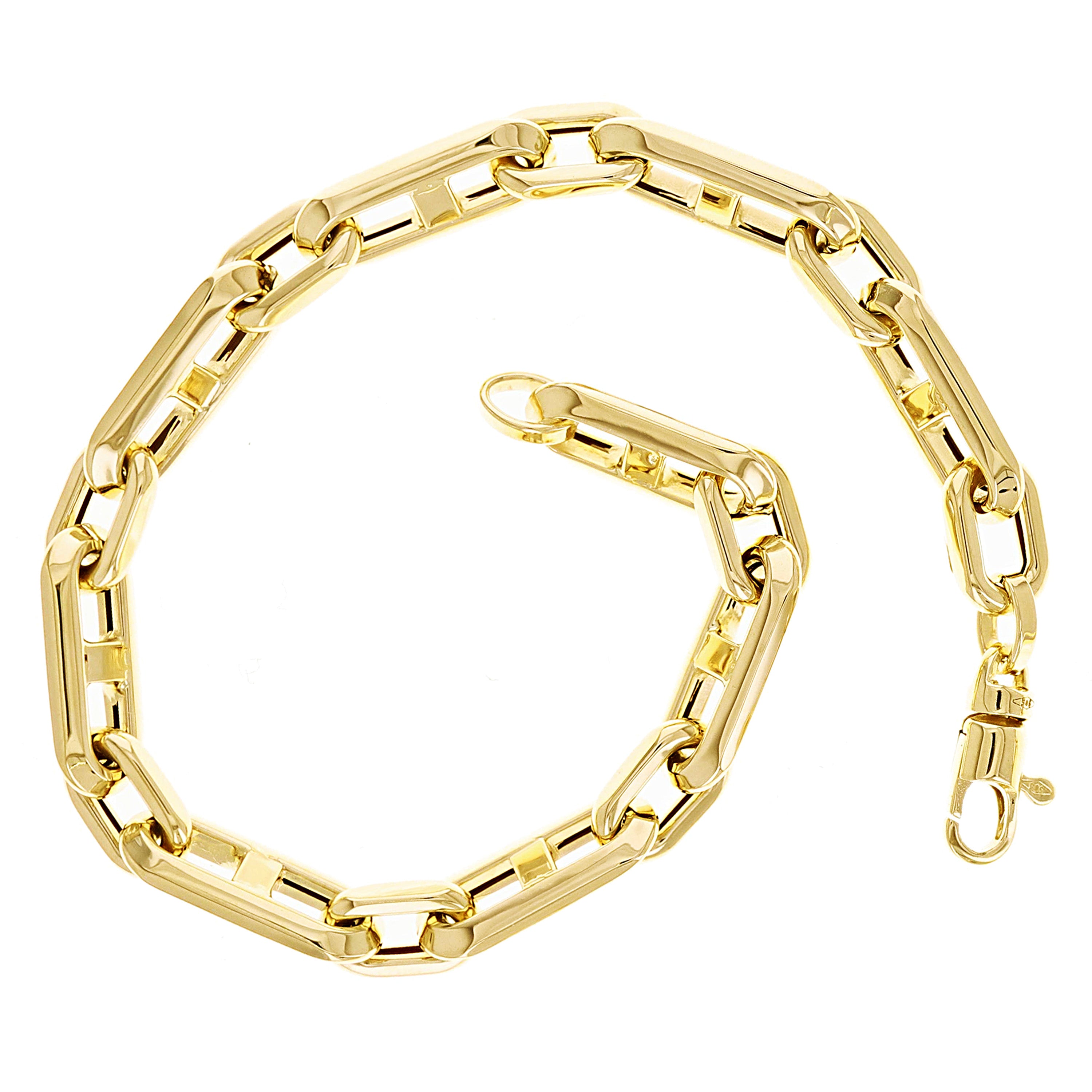 Italian 14k Yellow Gold Hollow Anchor Chain Bracelet 7.5" 6.6mm 8 grams