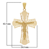 Italian 14k Yellow Gold Filigree Crucifix Cross Charm Pendant 1.7" 3 grams - Yellow