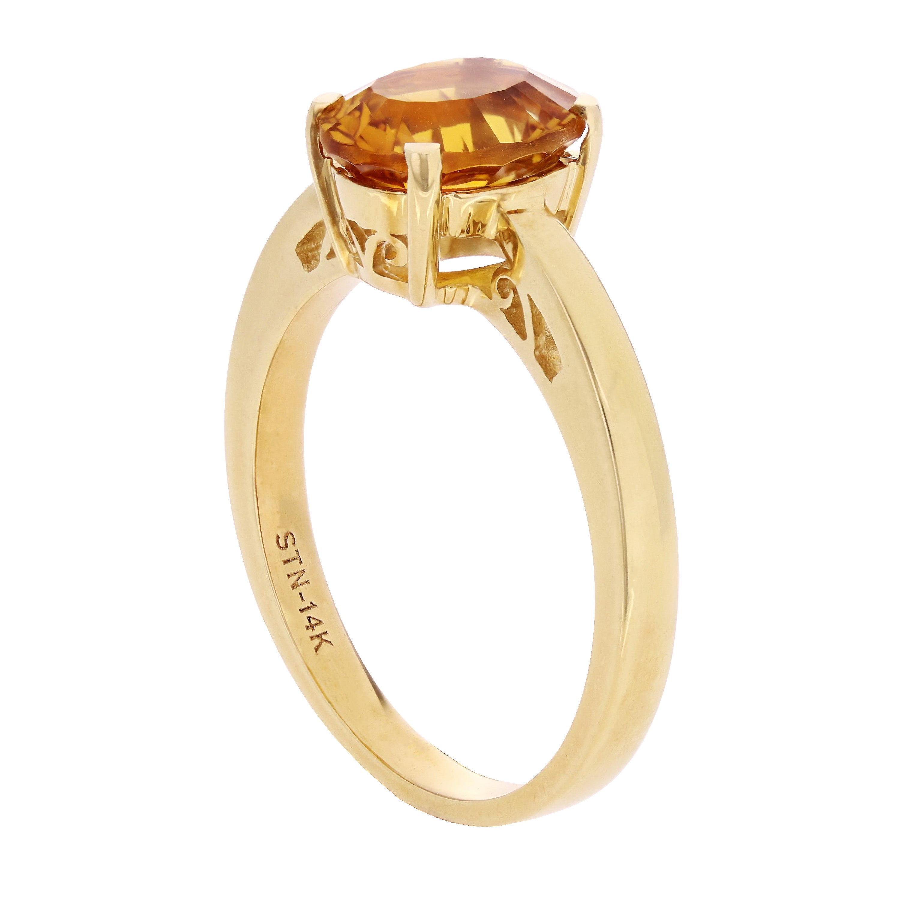 14k Yellow Gold Citrine Solitaire Engagement Promise Ring Size 6.75