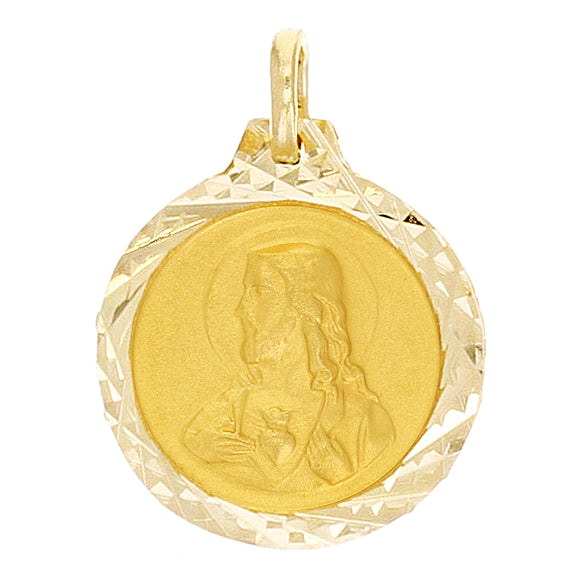 Italian 14k Yellow Gold Sacred Heart of Jesus Medal Charm Pendant 1.8 grams