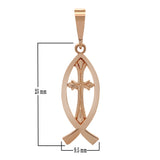 14k Rose Gold Christian Cross Ichthus Fish Charm Pendant 1.2 grams - Rose
