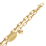 Italian 14k Yellow Gold Double U Shape Hardwear Heart & Key Charm Bracelet 7.5" - 7.5" 11 grams