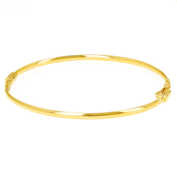 Italian 14k Yellow Gold Hollow Tube Plain Oval Hinged Bangle Bracelet 7