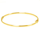 Italian 14k Yellow Gold Hollow Tube Plain Oval Hinged Bangle Bracelet 7" 2mm
