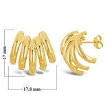 Italian 14k Yellow Gold Macaroni Cuffed Quarter Hoop Stud Earrings 17mmx17.8mm