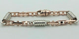 14k White & Rose Gold Handmade Fashion Link Bracelet 8" 7mm 28.5 grams