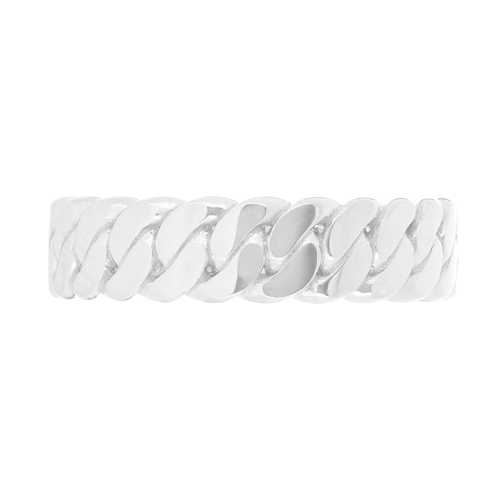 14k White Gold Miami Cuban Ring Curb Link Band 6.7mm Size 6 4.8 grams - 6