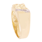 10k Yellow Gold Nugget Ring with Diamonds 9.7mm Size 8.5 - Ring Size 8.5