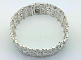 925 Sterling Silver Solid Nugget Bracelet Adjustable 7" 21.5mm 44 grams