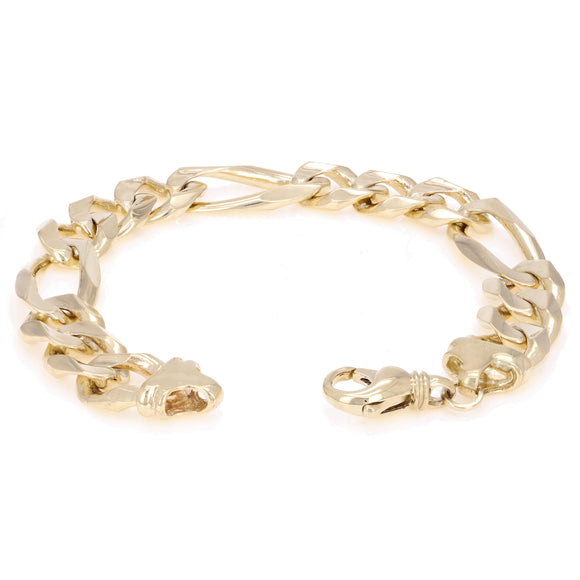 Men's 10k Yellow Gold Figaro Chain Bracelet Heavy Solid Gold 7