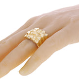 Men's 14k Yellow Gold Solid Square Nugget Ring Size 7 - 17.8mm 17 grams - Ring Size 7
