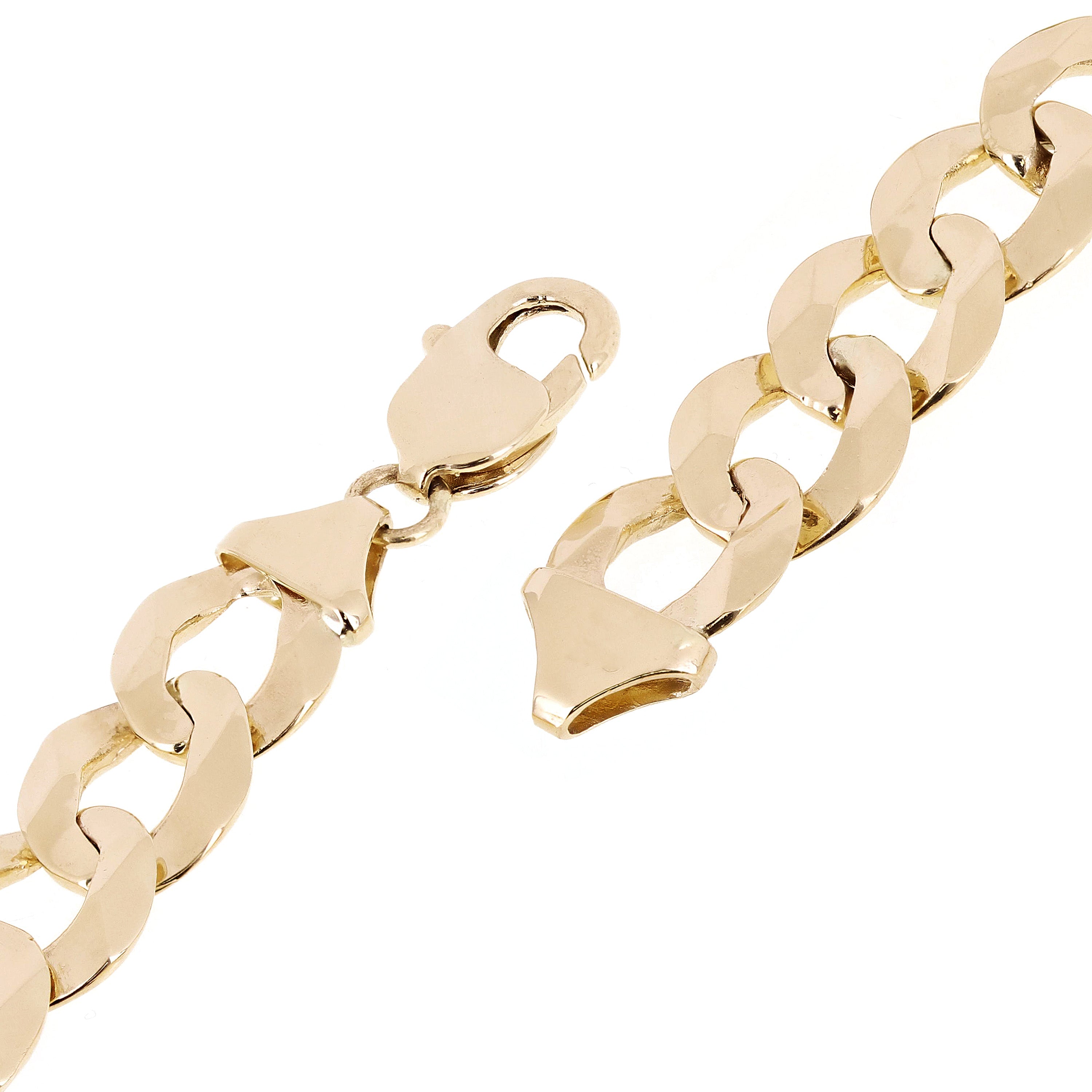 10k Yellow Gold Solid Flat Cuban Curb Chain Bracelet 7.5" 12.5mm 27 grams - Yellow,7.5"