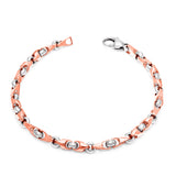 14k White & Rose Gold Handmade Fashion Link Bracelet 7" 5mm 15.5 grams - White and Rose,7" 15.5 grams