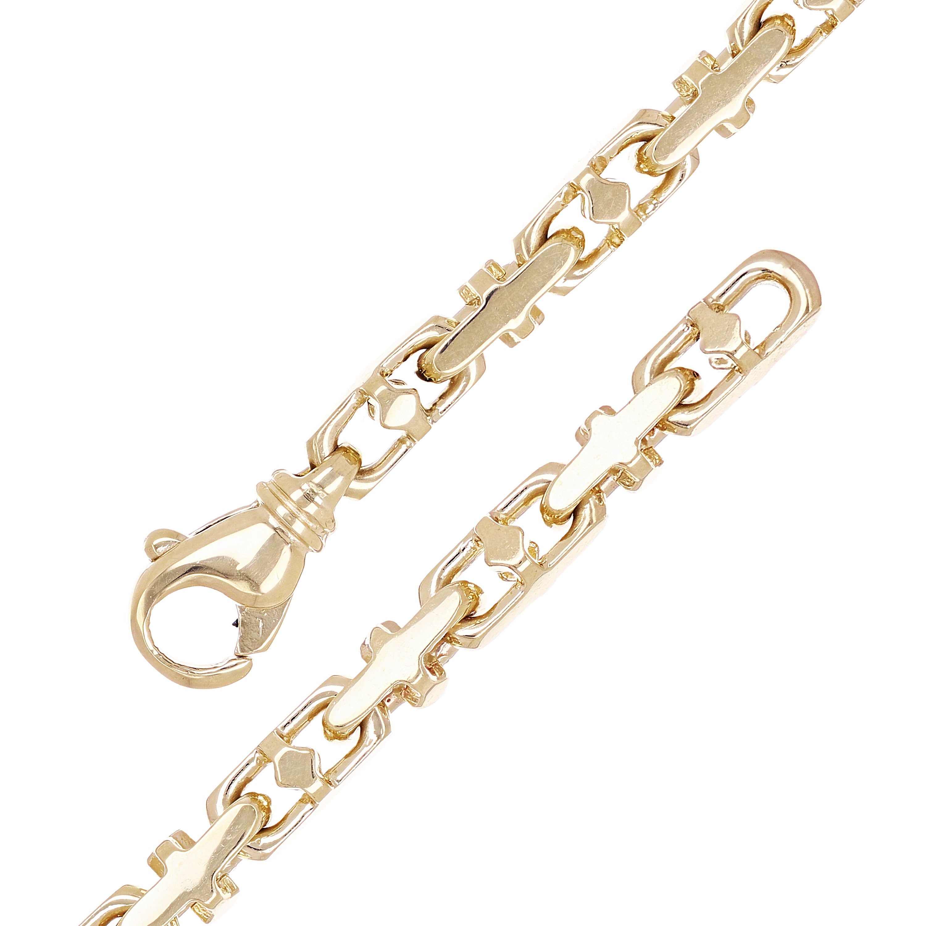 14k Yellow Gold Solid Handmade Fashion Link Bracelet 7" 5.5mm 25.5 grams - 7"