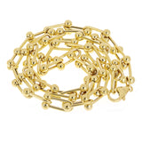 Italian 14k Yellow Gold Semi-Solid U-Link Chain Necklace 17.5" 8mm 17.8 grams - Yellow 8mm 17.5" 17.8 grams
