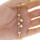 Italian 14k Two Tone Gold U-Link Ball Beads Charm Bracelet 7.25" 8 grams
