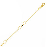 Italian 14k Yellow Gold Oval Charm Rolo Chain Bracelet 7" 4.4mm  1.8 grams