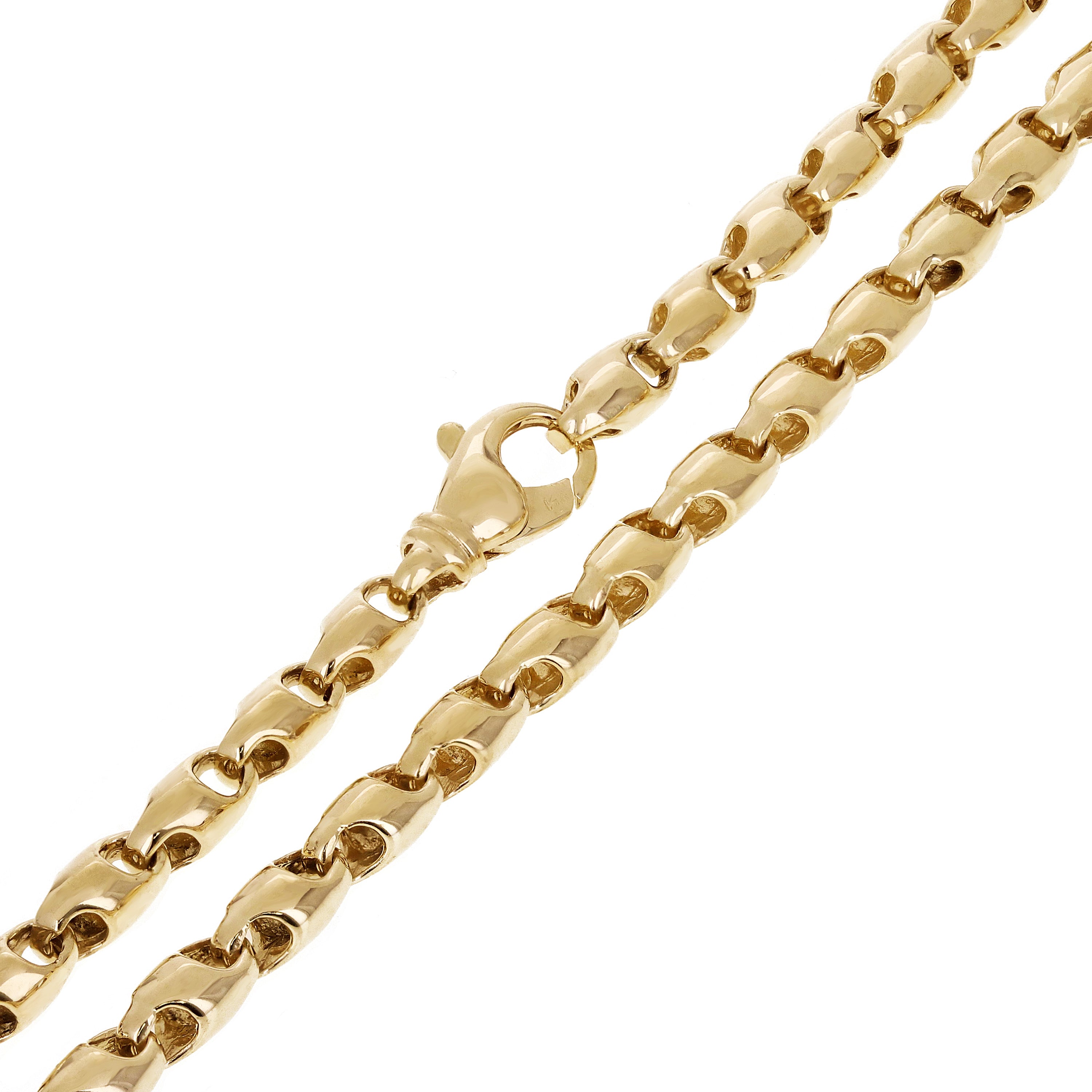 14k Yellow Gold Solid Handmade Bullet Link Necklace 20" 5.5mm 59 grams - 20" 59 grams