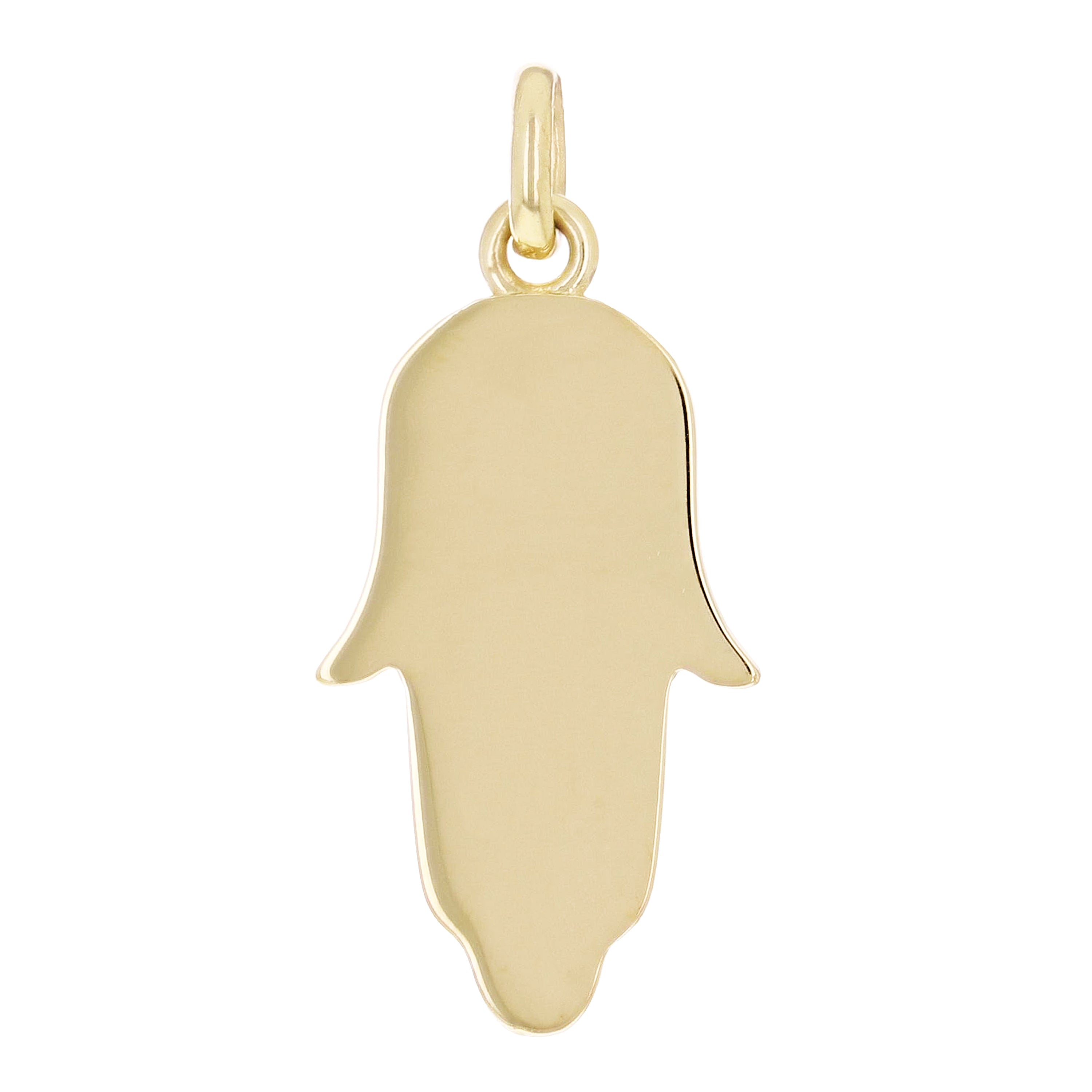 14k Yellow Gold High Polished Hamsa Charm Pendant 1.4" 5.5 grams