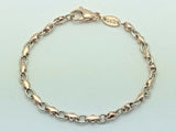 14k Rose & White Gold Handmade Fashion Link Bracelet 7" 4mm 9 grams - 7"