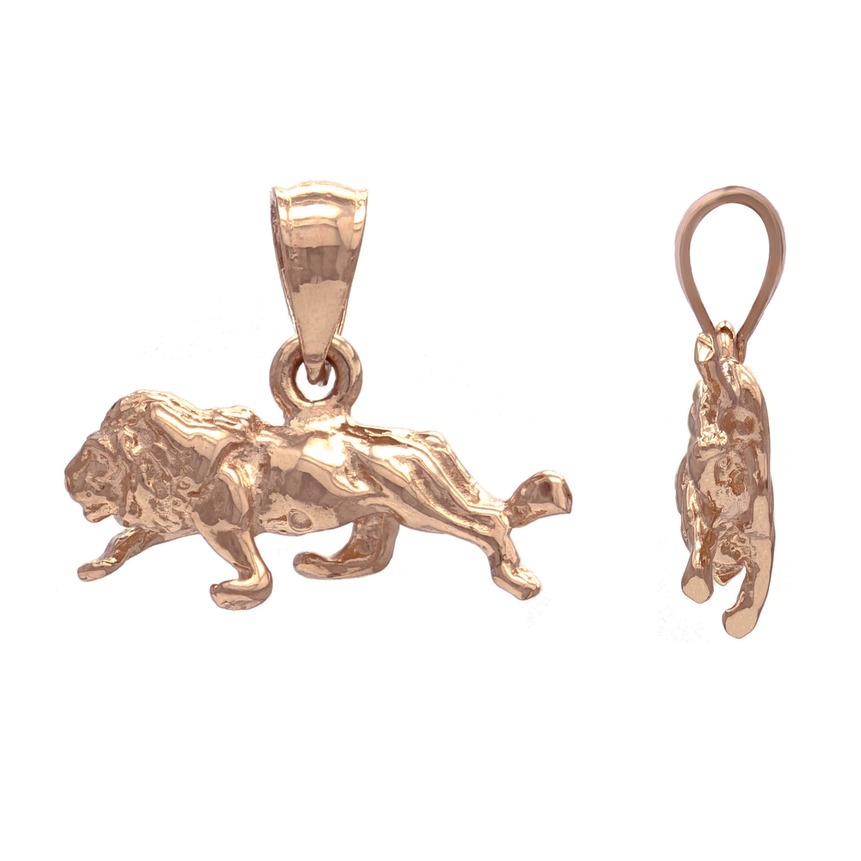 14k Rose Gold Solid Animal 3D Lion Animal Charm Pendant 2.5 grams - Rose