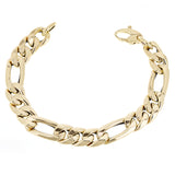 Italian 14k Yellow Gold Hollow Figaro Chain Bracelet 8" 10.8mm 10.3 grams