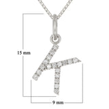 14k White Gold Diamond Initial Letter K Charm Pendant Necklace 18" - Letter K,White
