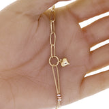 Italian 14k Tri-Color Gold Heart Charm Bracelet 7-7.5" 2.8 grams