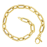 Italian 14k Yellow Gold Hollow Oval & Paper Clip Link Bracelet 7.5" 6.8mm 6.2 grams