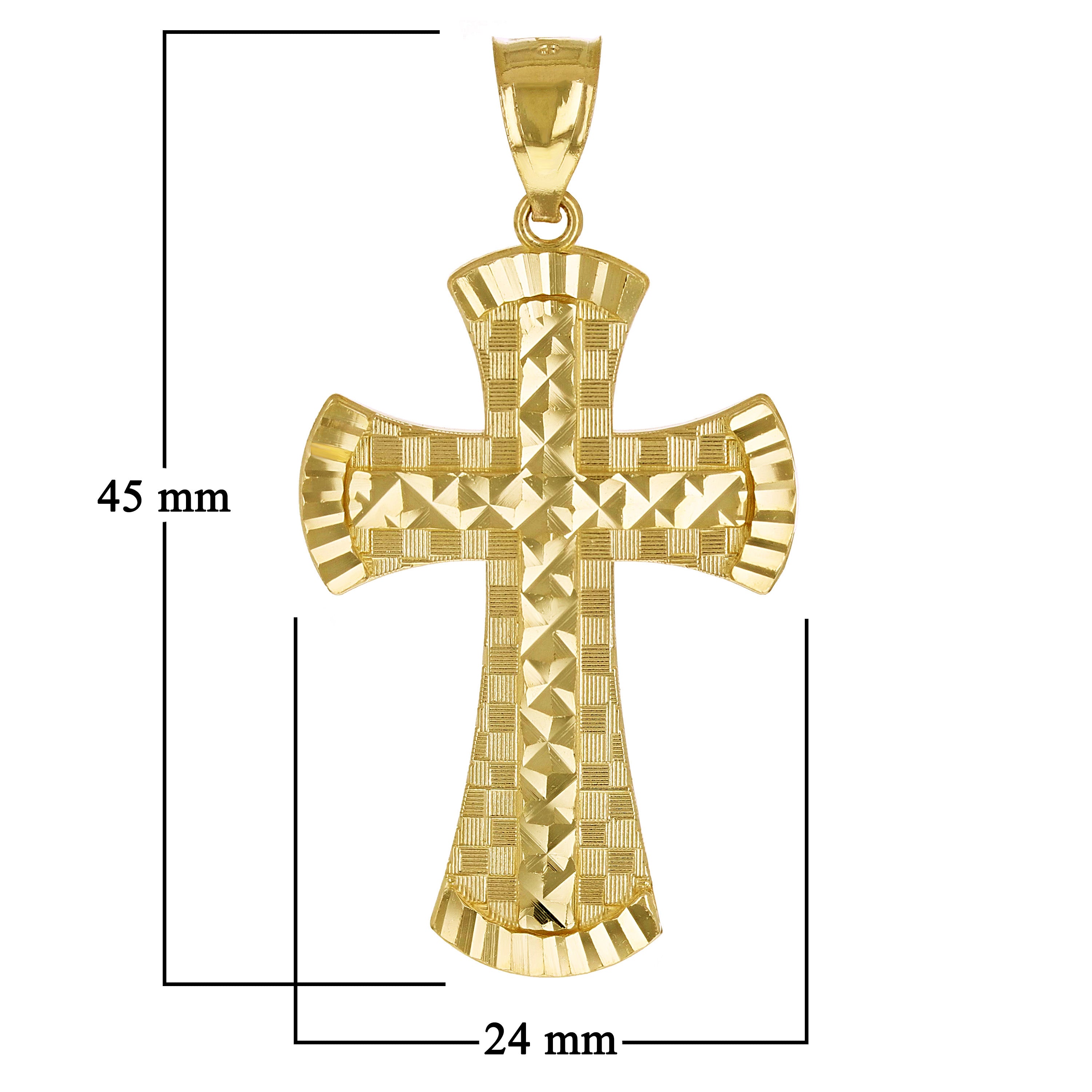 14k Yellow Gold 3D Diamond Cut Cross Pendant 1.9" 4.7 grams