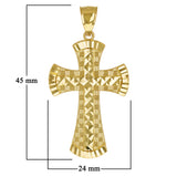 14k Yellow Gold 3D Diamond Cut Cross Pendant 1.9" 4.7 grams