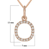 14k Rose Gold Diamond Initial Letter O Charm Pendant Necklace 18" - Letter O,Rose