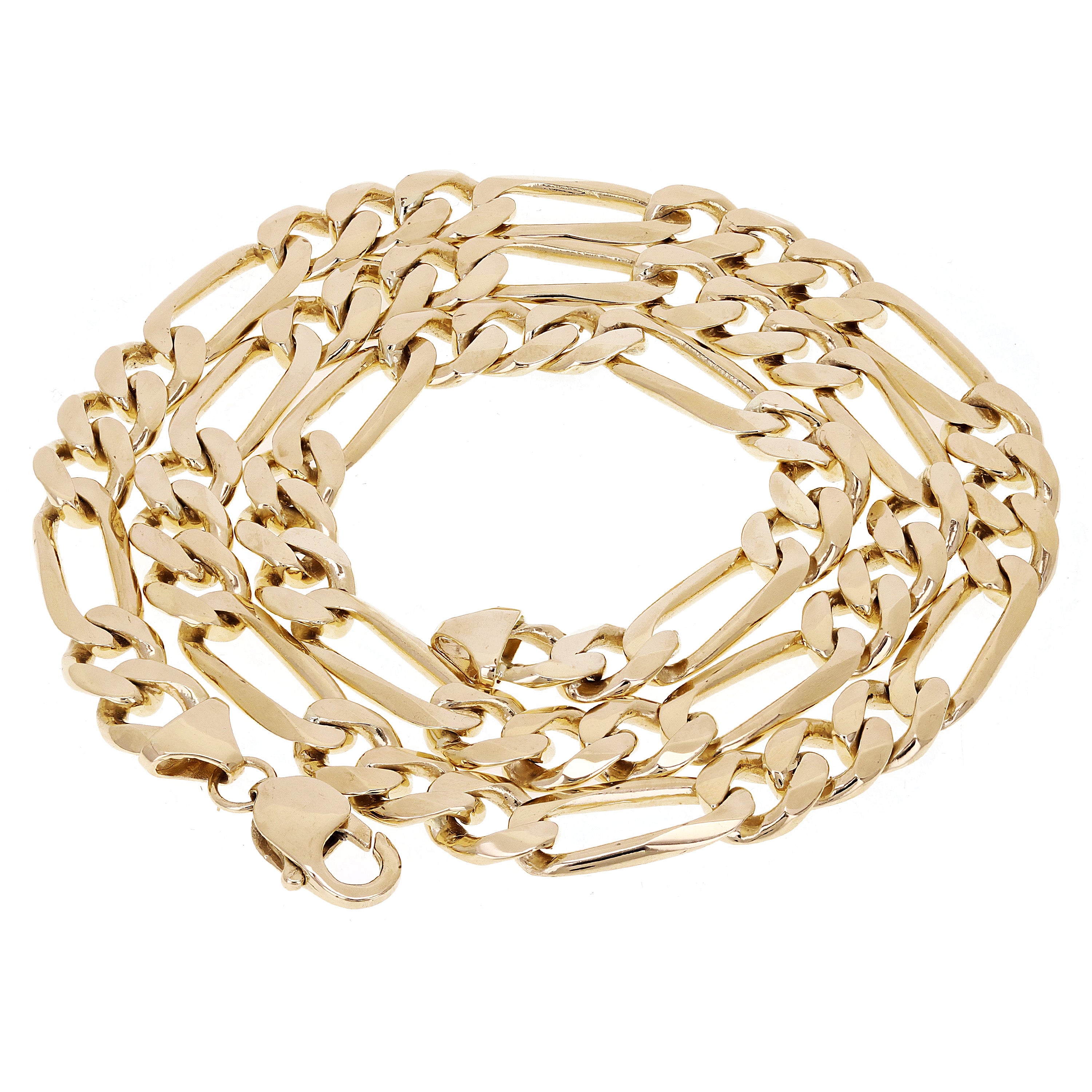 Men's 10k Yellow Gold Solid Figaro Necklace Link Chain 20" 10.5mm 90 grams - 20"