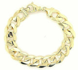 Men's 14k Yellow Gold Solid Heavy Cuban Link Chain Bracelet 9" 15.6mm 82 grams - 9"