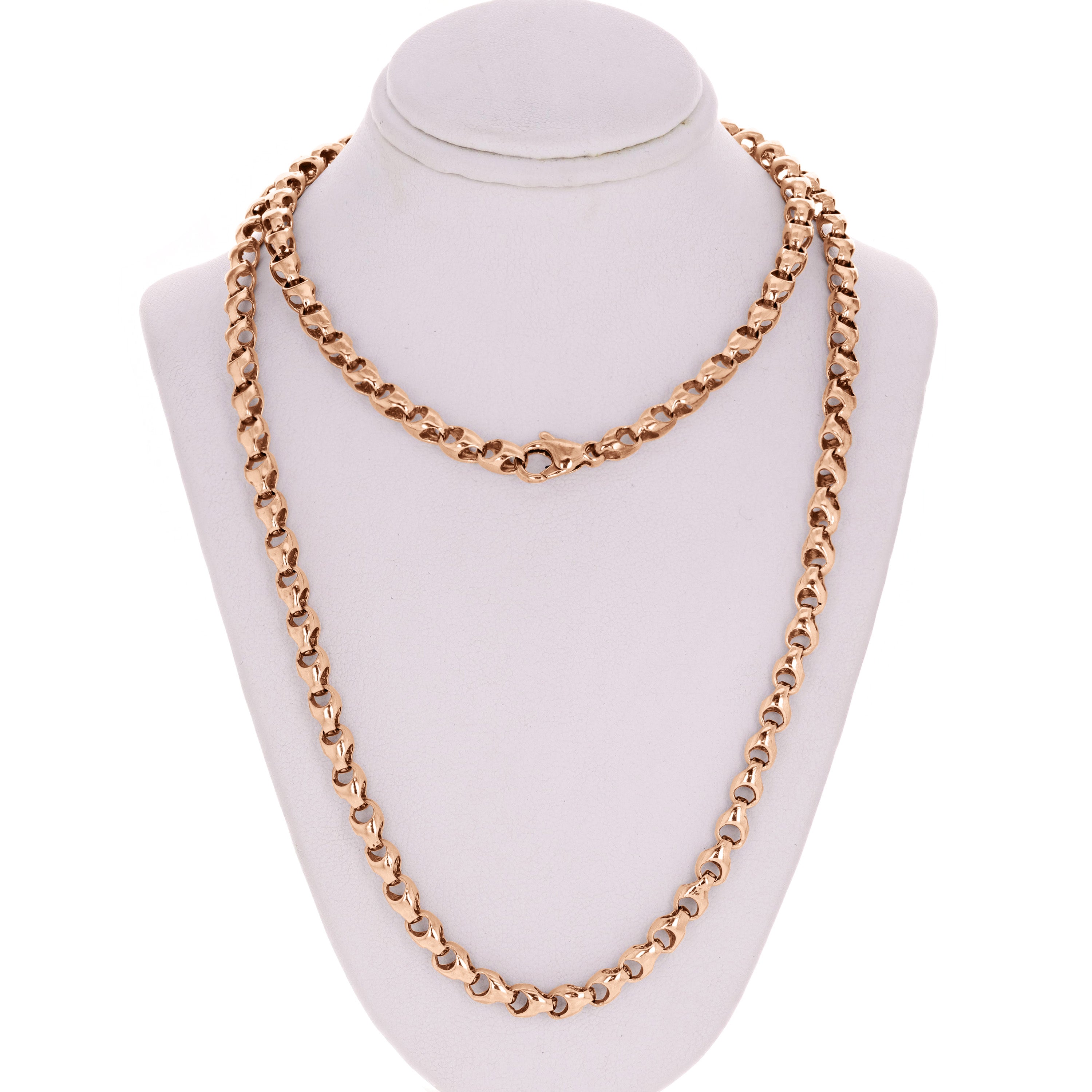 14k Rose Gold Handmade Fashion Link Necklace 26" 4.5mm 52 grams - Rose,26"