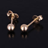 Italian 14k Yellow Gold High Polished Round Bead Ball Stud Earrings 4mm - 4 mm